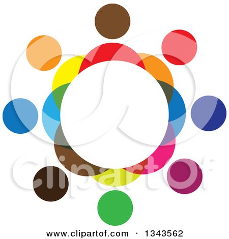 Clipart of a Teamwork Unity Circle of Colorful People 4 - Royalty Free Vector Illustration by ColorMagic