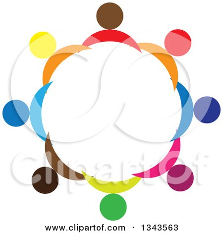 Clipart of a Teamwork Unity Circle of Colorful People 5 - Royalty Free Vector Illustration by ColorMagic