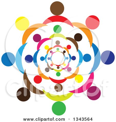 Clipart of a Teamwork Unity Circle of Colorful People 6 - Royalty Free Vector Illustration by ColorMagic