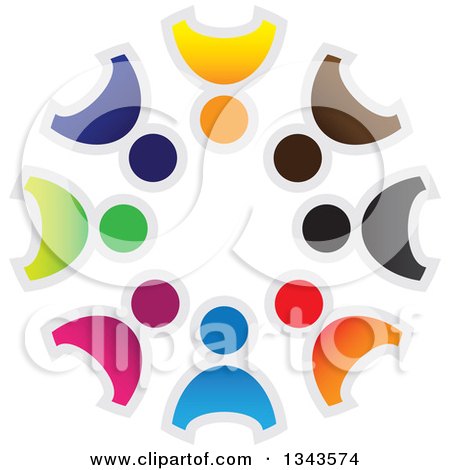Clipart of a Teamwork Unity Circle of Colorful People 7 - Royalty Free Vector Illustration by ColorMagic