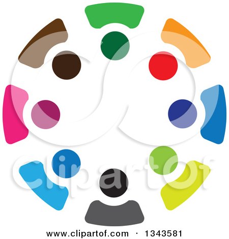 Clipart of a Teamwork Unity Circle of Colorful People 9 - Royalty Free Vector Illustration by ColorMagic