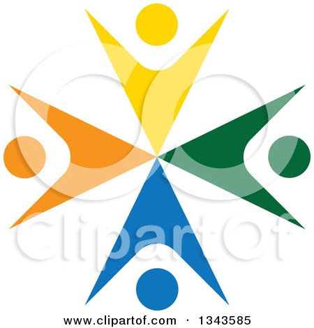Clipart of a Teamwork Unity Circle of Colorful People Cheering or Dancing 60 - Royalty Free Vector Illustration by ColorMagic