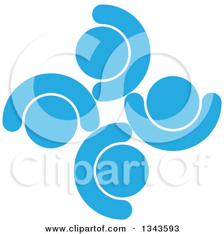 Clipart of a Teamwork Unity Circle of Blue People Cheering or Dancing - Royalty Free Vector Illustration by ColorMagic