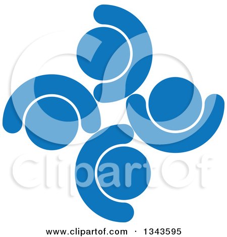 Clipart of a Teamwork Unity Circle of Blue People Cheering or Dancing 2 - Royalty Free Vector Illustration by ColorMagic