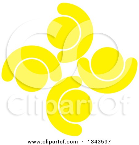 Clipart of a Teamwork Unity Circle of Yellow People Cheering or Dancing - Royalty Free Vector Illustration by ColorMagic