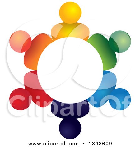 Clipart of a Teamwork Unity Circle of Colorful People 40 - Royalty Free Vector Illustration by ColorMagic