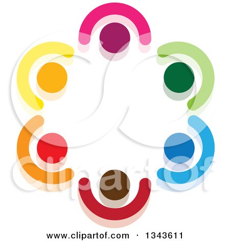 Clipart of a Teamwork Unity Circle of Colorful People 34 - Royalty Free Vector Illustration by ColorMagic