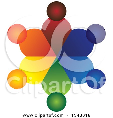 Clipart of a Teamwork Unity Circle of Colorful People 21 - Royalty Free Vector Illustration by ColorMagic