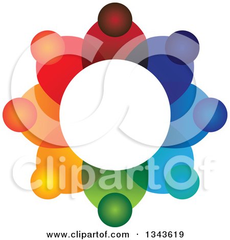 Clipart of a Teamwork Unity Circle of Colorful People 22 - Royalty Free Vector Illustration by ColorMagic