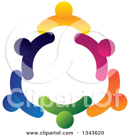 Clipart of a Teamwork Unity Circle of Colorful People 23 - Royalty Free Vector Illustration by ColorMagic