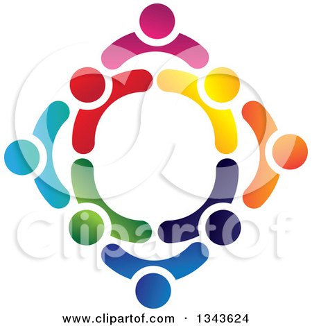 Clipart of a Teamwork Unity Circle of Colorful People 25 - Royalty Free Vector Illustration by ColorMagic