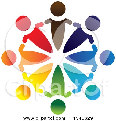 Clipart of a Teamwork Unity Circle of Colorful People 29 - Royalty Free Vector Illustration by ColorMagic