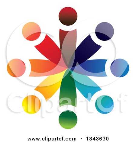 Clipart of a Teamwork Unity Circle of Colorful People 30 - Royalty Free Vector Illustration by ColorMagic