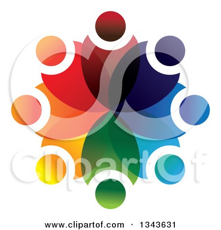 Clipart of a Teamwork Unity Circle of Colorful People 31 - Royalty Free Vector Illustration by ColorMagic