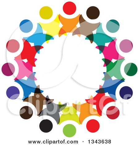 Clipart of a Teamwork Unity Circle of Colorful People Cheering or Dancing 12 - Royalty Free Vector Illustration by ColorMagic