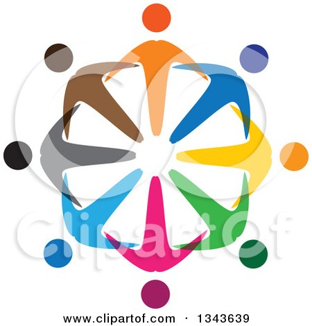 Clipart of a Teamwork Unity Circle of Colorful People 12 - Royalty Free Vector Illustration by ColorMagic