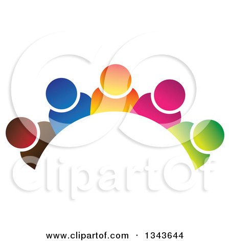 Clipart of a Teamwork Unity Group Arch of Colorful People - Royalty Free Vector Illustration by ColorMagic