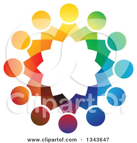 Clipart of a Teamwork Unity Circle of Colorful People 15 - Royalty Free Vector Illustration by ColorMagic