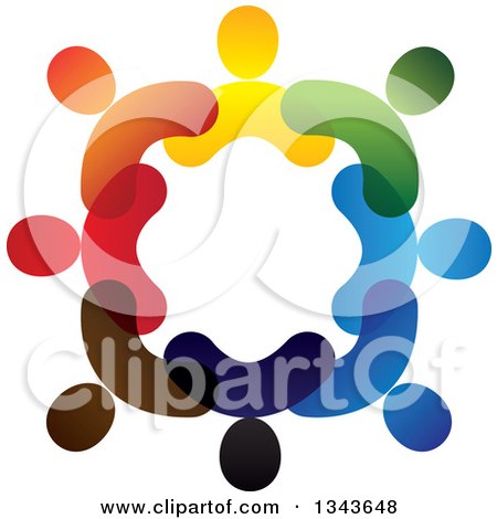 Clipart of a Teamwork Unity Circle of Colorful People 16 - Royalty Free Vector Illustration by ColorMagic