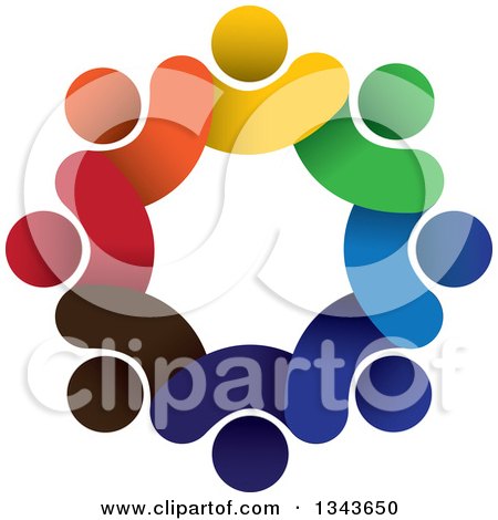 Clipart of a Teamwork Unity Circle of Colorful People 17 - Royalty Free Vector Illustration by ColorMagic