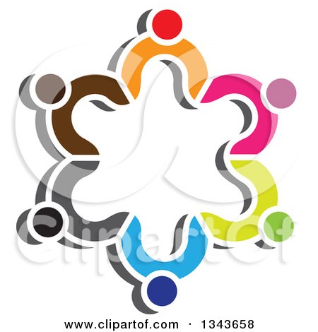 Clipart of a Teamwork Unity Circle of Colorful People 77 - Royalty Free Vector Illustration by ColorMagic