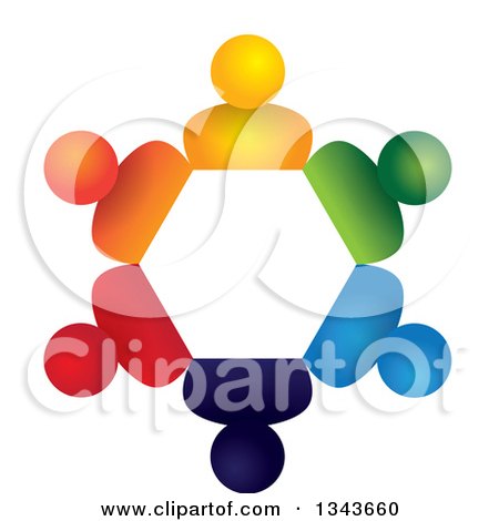 Clipart of a Teamwork Unity Circle of Colorful People 64 - Royalty Free Vector Illustration by ColorMagic