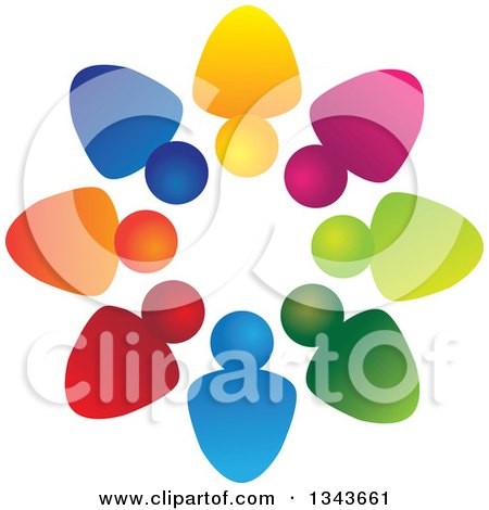 Clipart of a Teamwork Unity Circle of Colorful People 62 - Royalty Free Vector Illustration by ColorMagic
