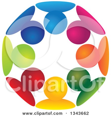 Clipart of a Teamwork Unity Circle of Colorful People 61 - Royalty Free Vector Illustration by ColorMagic