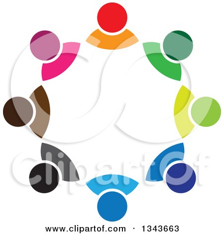 Clipart of a Teamwork Unity Circle of Colorful People 75 - Royalty Free Vector Illustration by ColorMagic