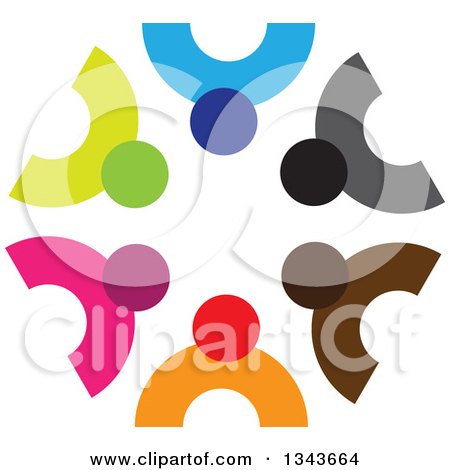 Clipart of a Teamwork Unity Circle of Colorful People 76 - Royalty Free Vector Illustration by ColorMagic