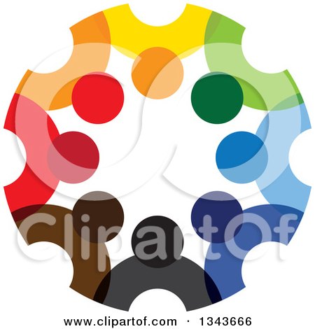 Clipart of a Teamwork Unity Circle of Colorful People 66 - Royalty Free Vector Illustration by ColorMagic