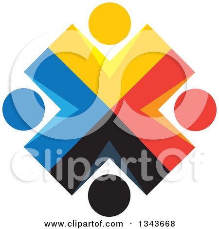 Clipart of a Teamwork Unity Circle of Abstract Colorful People 6 - Royalty Free Vector Illustration by ColorMagic