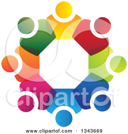 Clipart of a Teamwork Unity Circle of Colorful People 56 - Royalty Free Vector Illustration by ColorMagic
