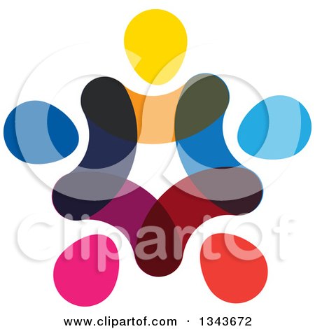 Clipart of a Teamwork Unity Circle of Abstract Colorful People 5 - Royalty Free Vector Illustration by ColorMagic