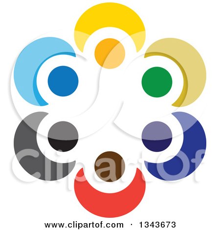 Clipart of a Teamwork Unity Circle of Colorful People Cheering or Dancing 70 - Royalty Free Vector Illustration by ColorMagic