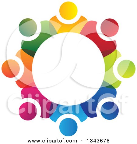 Clipart of a Teamwork Unity Circle of Colorful People 55 - Royalty Free Vector Illustration by ColorMagic