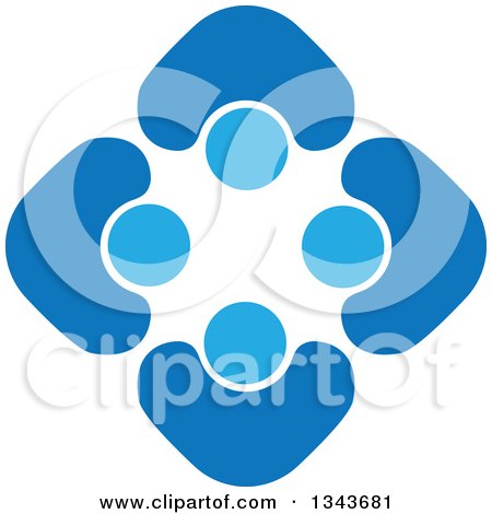 Clipart of a Teamwork Unity Circle of Blue People Cheering or Dancing 8 - Royalty Free Vector Illustration by ColorMagic