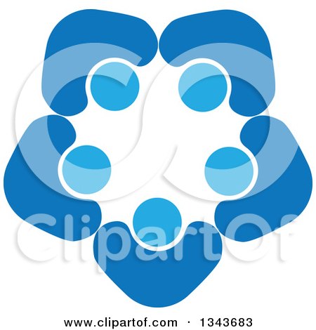 Clipart of a Teamwork Unity Circle of Blue People Cheering or Dancing 9 - Royalty Free Vector Illustration by ColorMagic