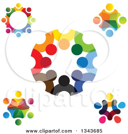 Clipart of Teamwork Unity Groups of Colorful People - Royalty Free Vector Illustration by ColorMagic