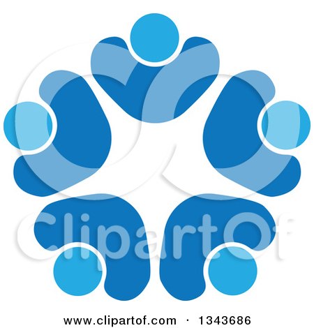 Clipart of a Teamwork Unity Circle of Blue People Cheering or Dancing 5 - Royalty Free Vector Illustration by ColorMagic