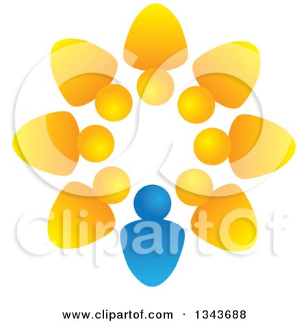 Clipart of a Teamwork Unity Circle of Blue and Orange People 3 - Royalty Free Vector Illustration by ColorMagic