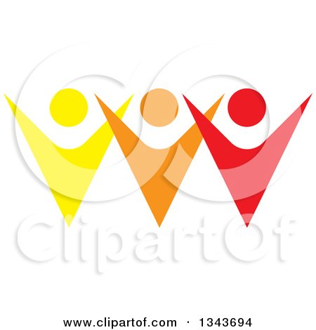 Clipart of a Teamwork Unity Group of Colorful People Cheering 8 - Royalty Free Vector Illustration by ColorMagic
