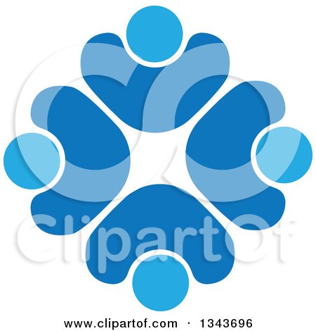 Clipart of a Teamwork Unity Circle of Blue People Cheering or Dancing 4 - Royalty Free Vector Illustration by ColorMagic