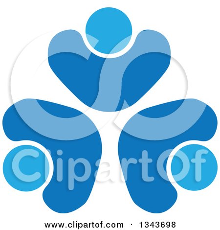 Clipart of a Teamwork Unity Circle of Blue People Cheering or Dancing 3 - Royalty Free Vector Illustration by ColorMagic