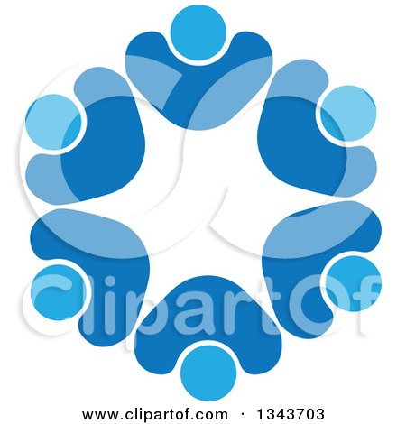 Clipart of a Teamwork Unity Circle of Blue People Cheering or Dancing 6 - Royalty Free Vector Illustration by ColorMagic