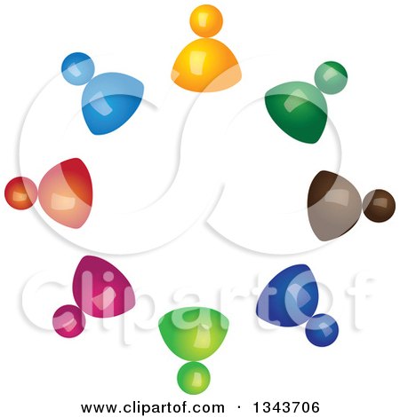 Clipart of a 3d Teamwork Unity Circle of Colorful People - Royalty Free Vector Illustration by ColorMagic