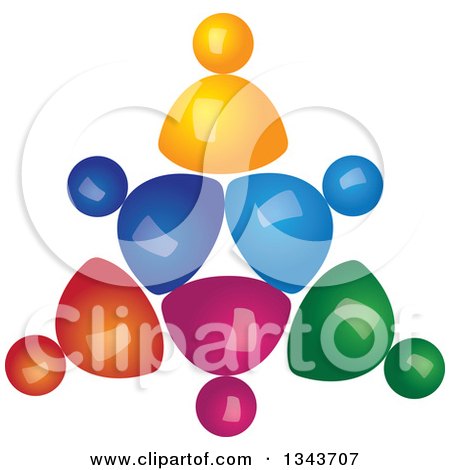 Clipart of a 3d Teamwork Unity Group of Colorful People - Royalty Free Vector Illustration by ColorMagic