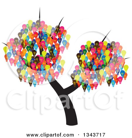 Clipart of a Tree with Colorful Light Bulbs - Royalty Free Vector Illustration by ColorMagic