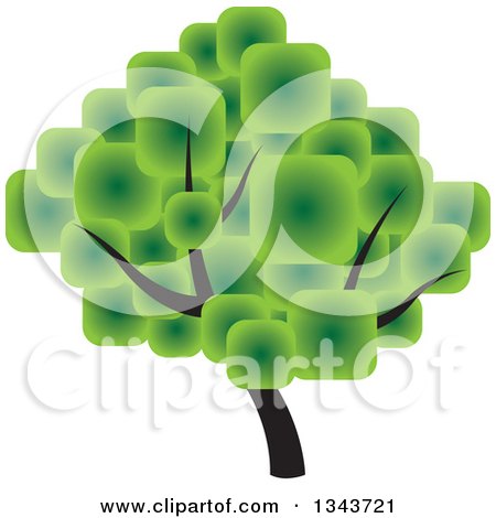 Clipart of a Tree with a Canopy Made of Green Squares - Royalty Free Vector Illustration by ColorMagic