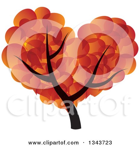 Clipart of a Tree with a Gradient Orange Speech Balloon Canopy - Royalty Free Vector Illustration by ColorMagic